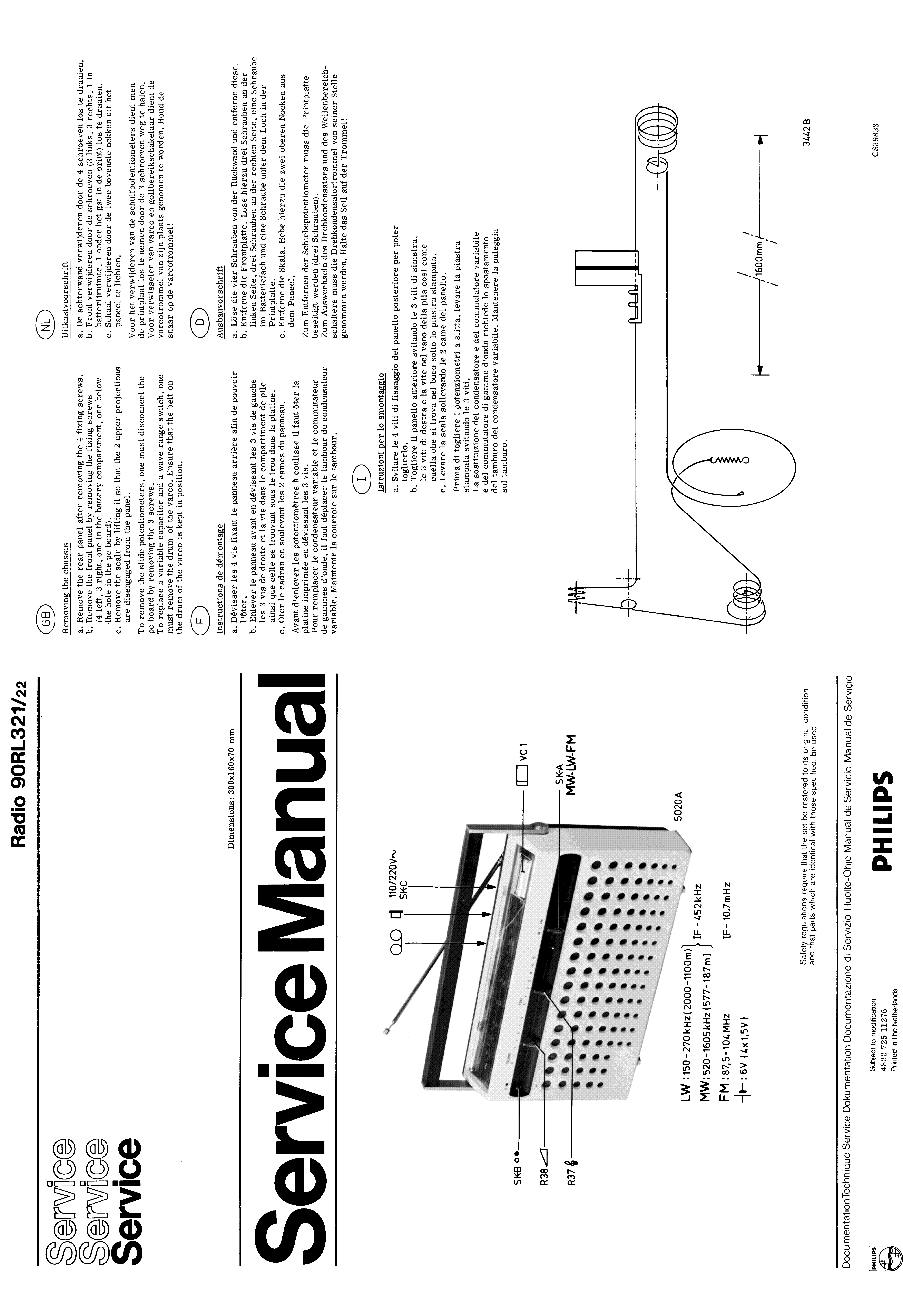 PHILIPS RADIO 90RL321 SM service manual (1st page)
