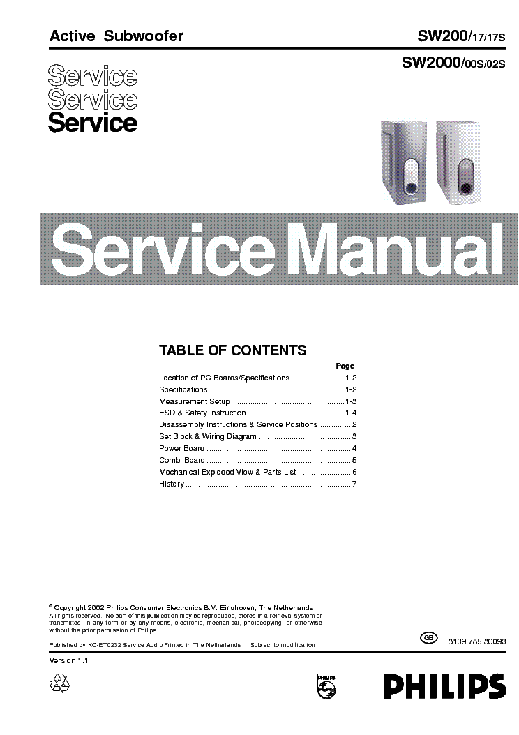 PHILIPS SW200-17-17S SW2000-00S-02S SM service manual (1st page)