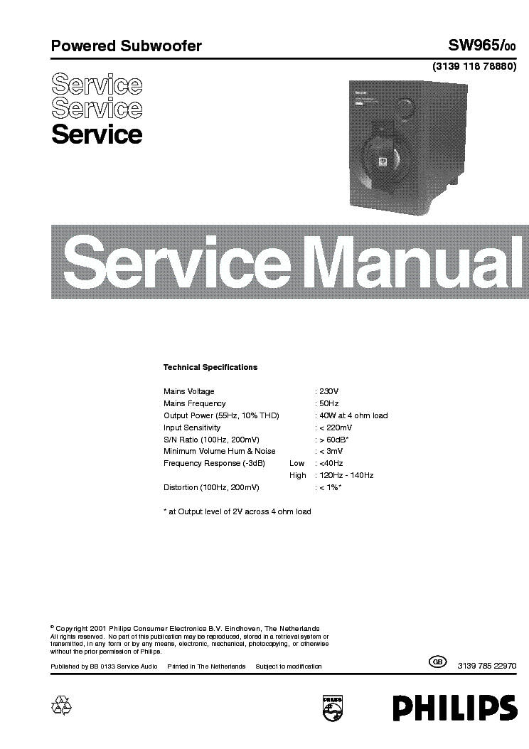 PHILIPS SW965 SM service manual (1st page)
