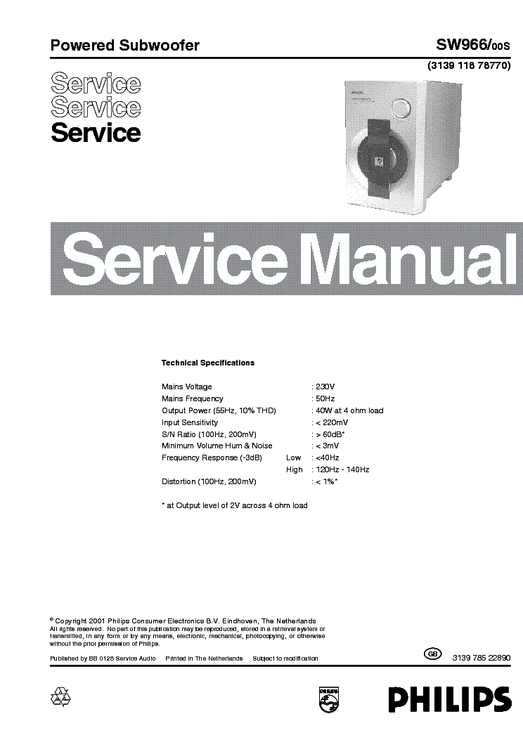 PHILIPS SW966 SM service manual (1st page)