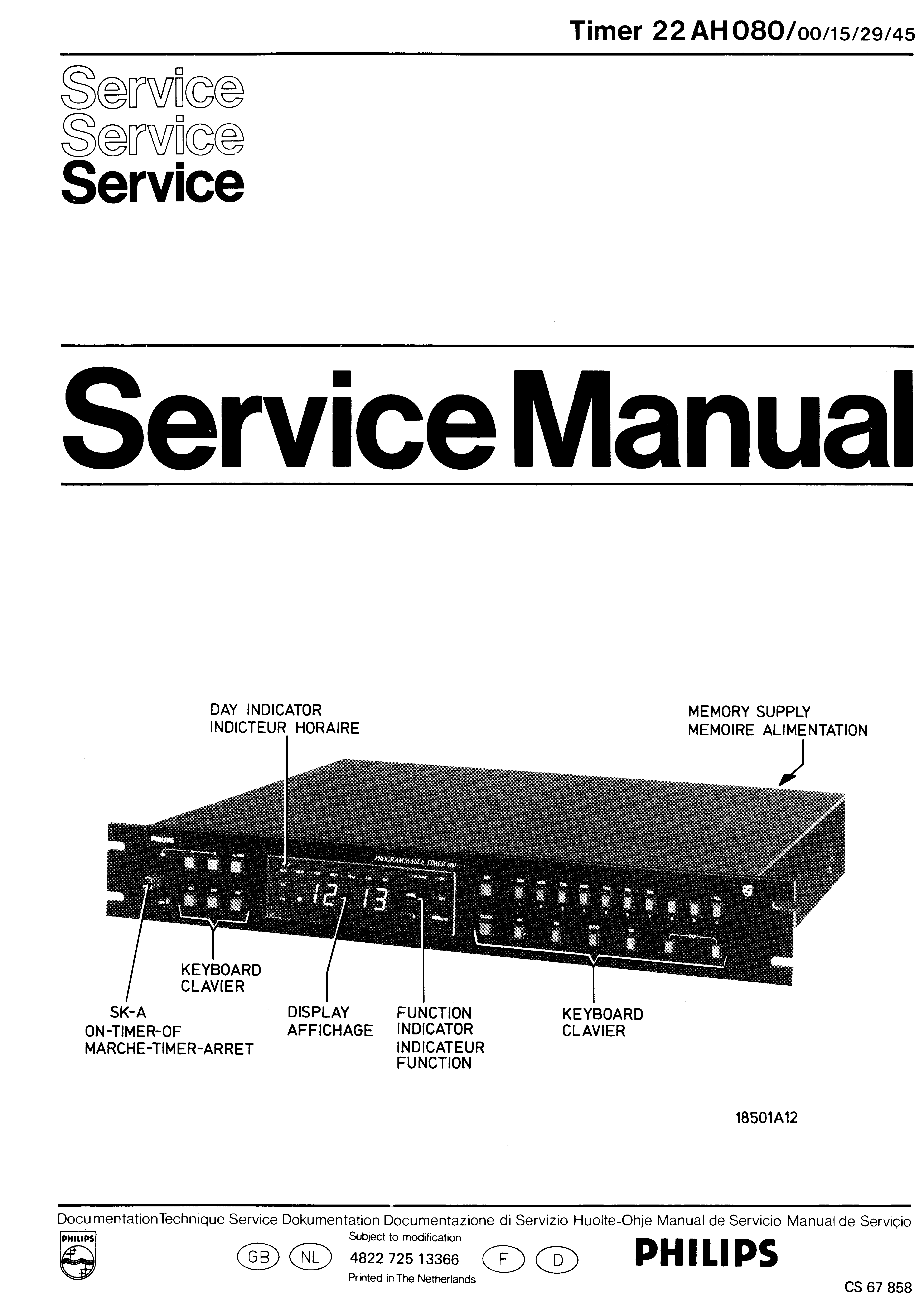 PHILIPS TIMER 22AH080 SM service manual (1st page)