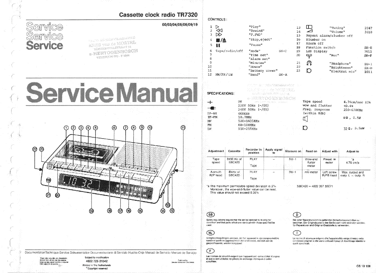 PHILIPS TR7320-00-03-04-05-06-08-09-19 SM ERRES service manual (1st page)