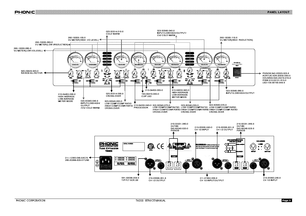 PHONIC T8200 Service Manual download, schematics, eeprom, repair