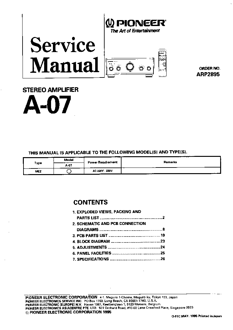 PIONEER A-07 SERVICE MANUAL service manual (1st page)