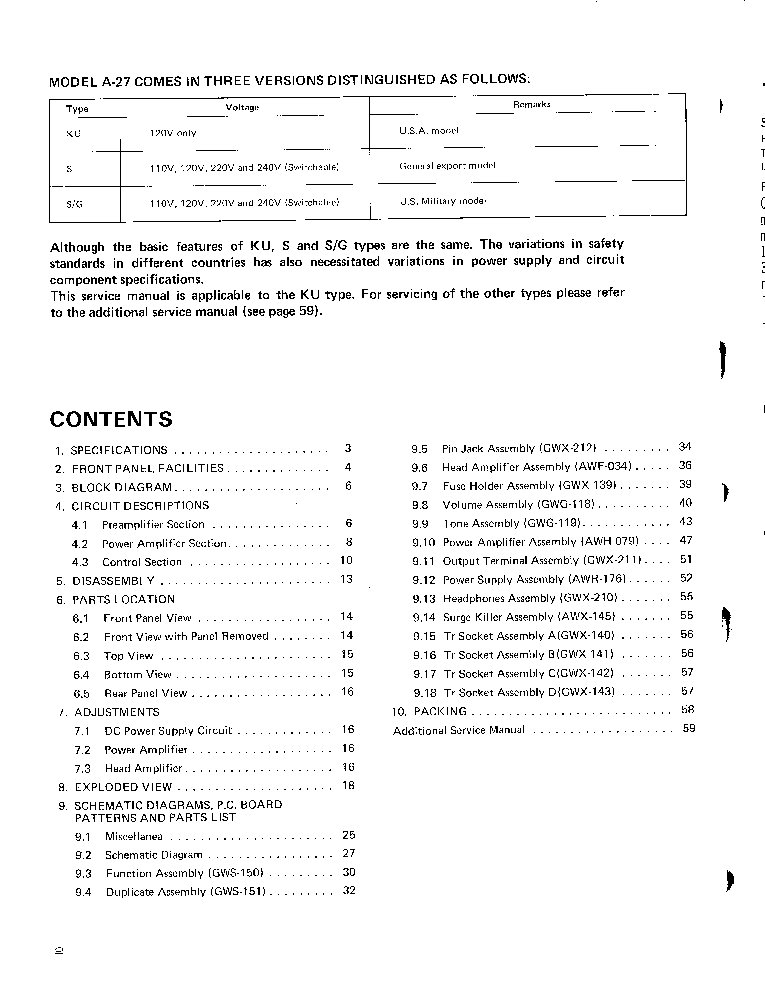 PIONEER A-27 service manual (2nd page)