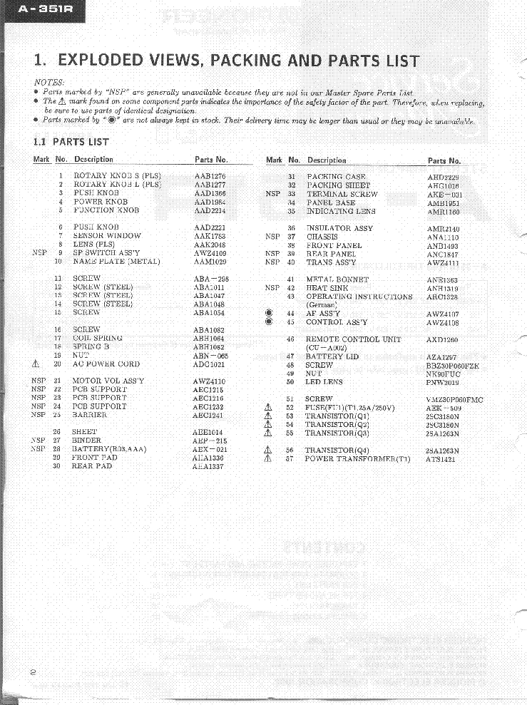 PIONEER A-351R service manual (2nd page)