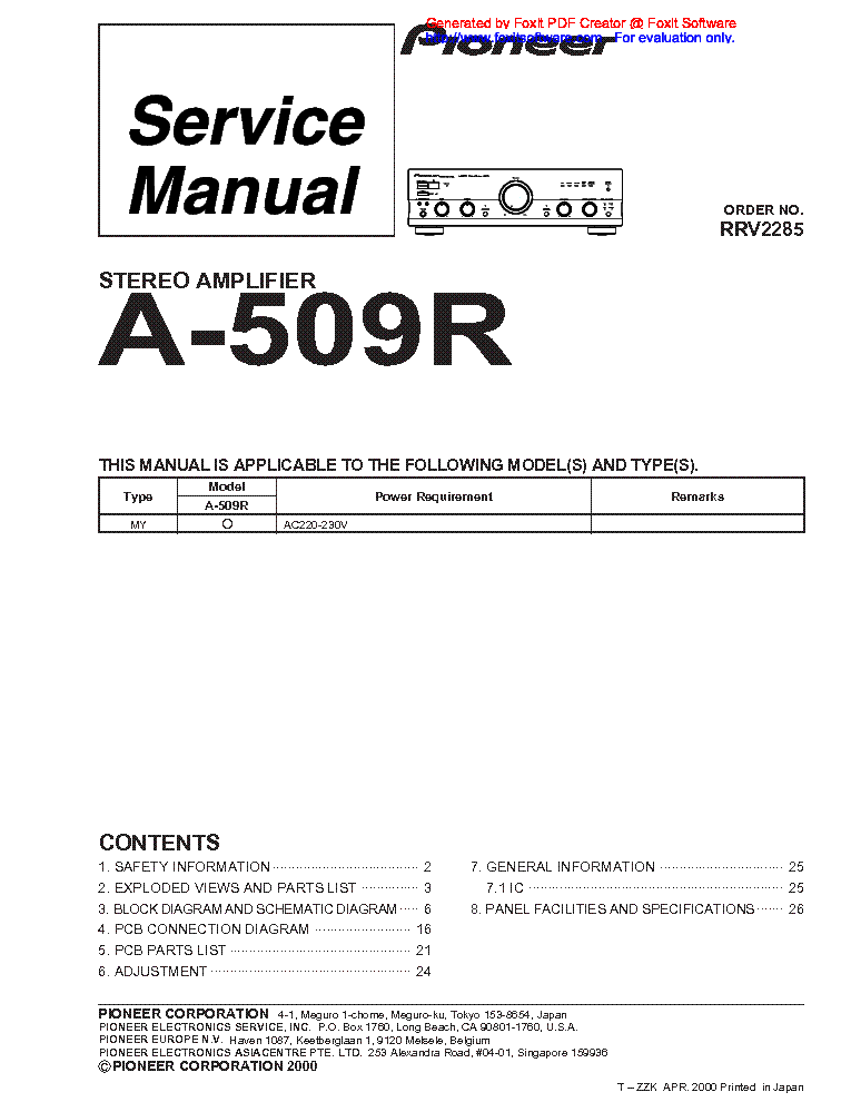 PIONEER A-509R SM service manual (1st page)