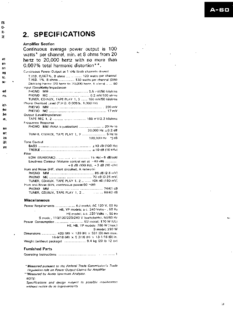 PIONEER A-60 service manual (2nd page)