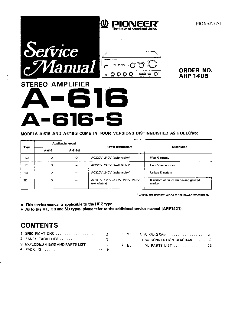 PIONEER A-616 A-616-S ARP1405 SM service manual (1st page)