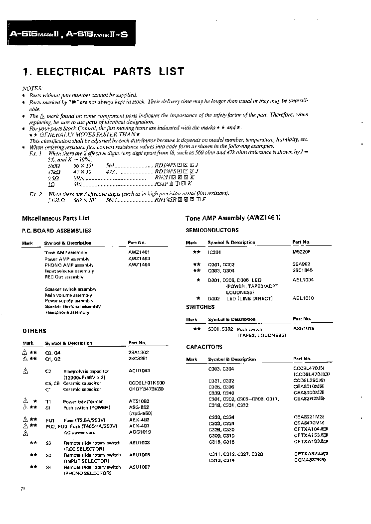 PIONEER A-616MARKII ARP1569 service manual (2nd page)