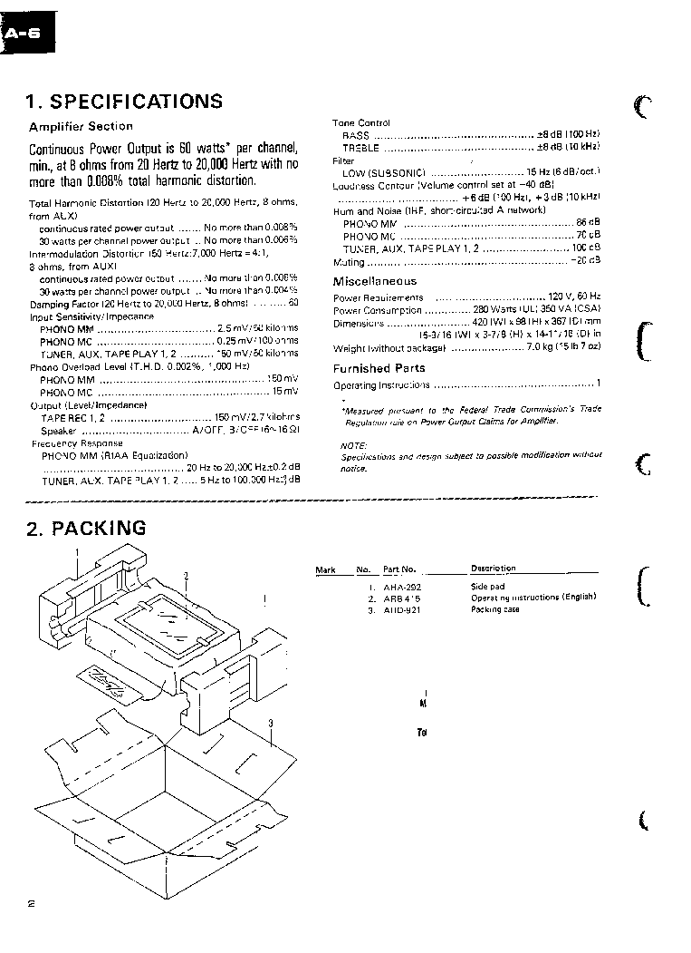 PIONEER A-6 A6 ART6170 SM service manual (2nd page)
