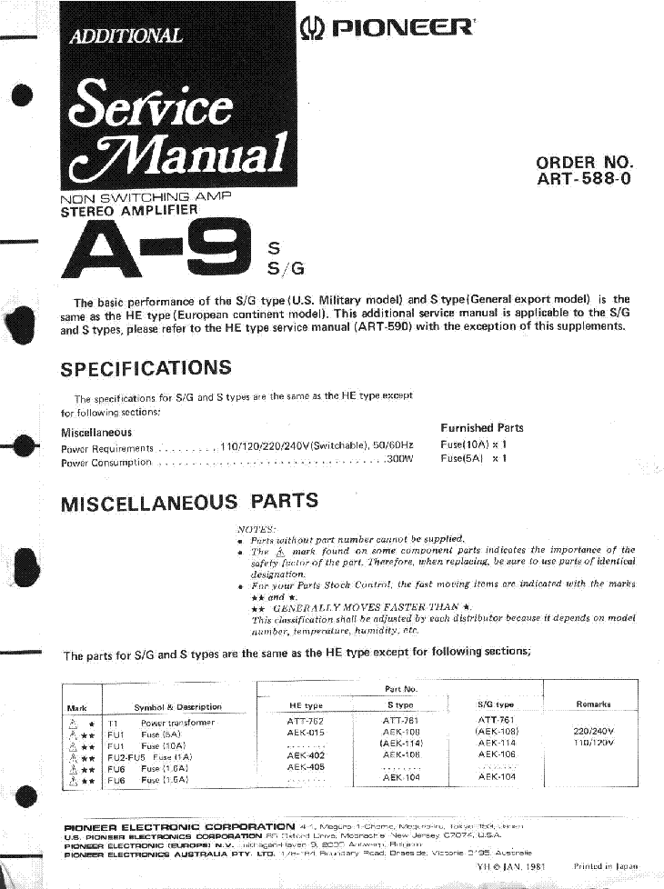PIONEER A-9 S SG SM service manual (1st page)