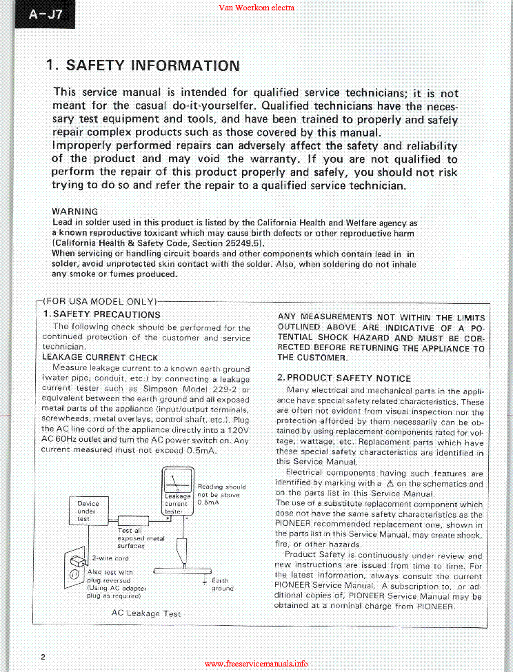 PIONEER A-J7 SM service manual (2nd page)