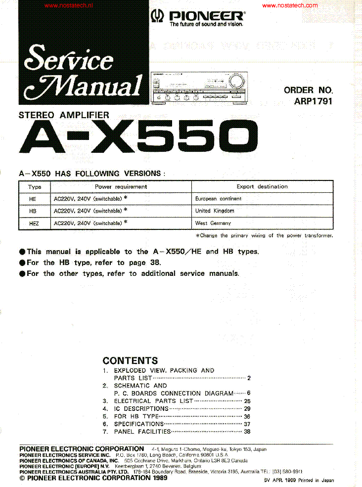 PIONEER A-X550 SM service manual (1st page)
