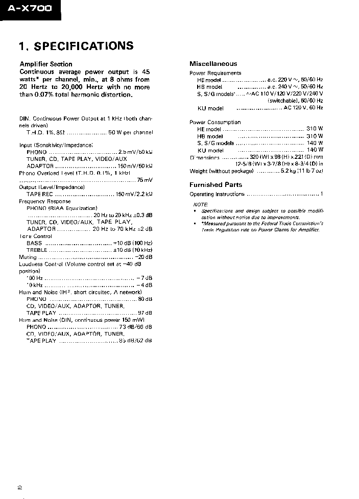 PIONEER A-X700 SM service manual (2nd page)