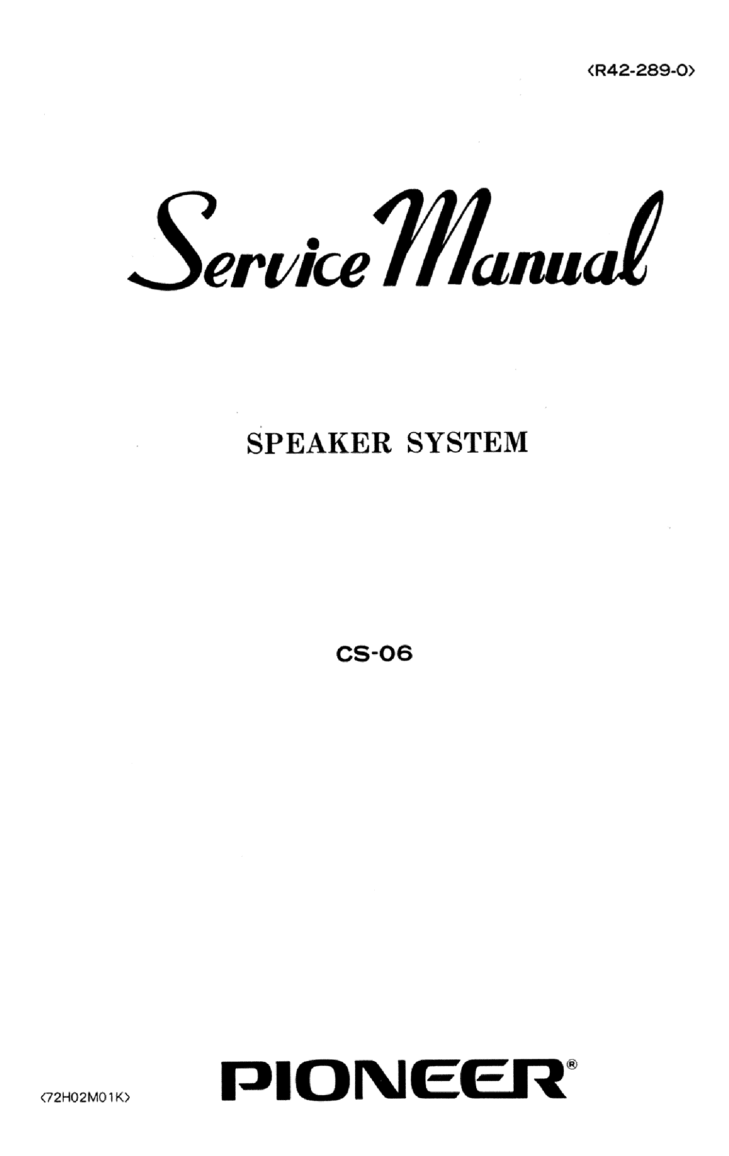 PIONEER ALT CS06A service manual (1st page)