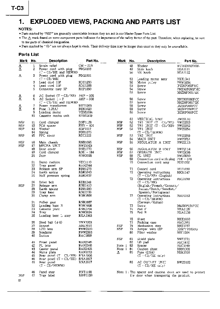 PIONEER AUDIO T-C3 service manual (2nd page)