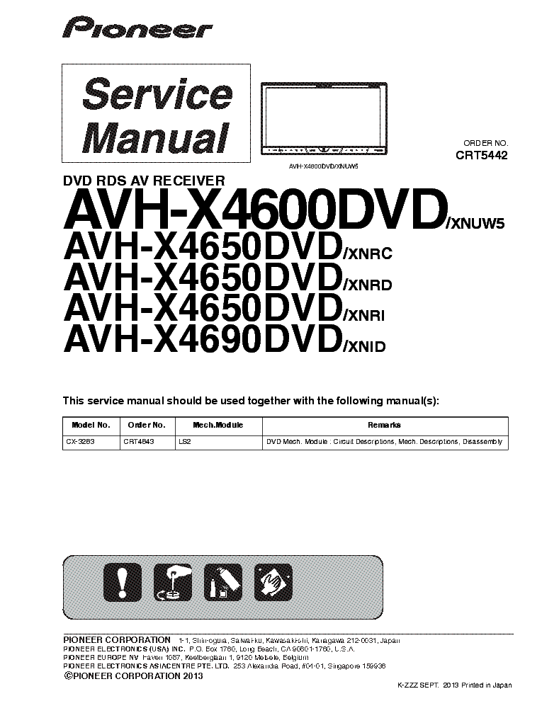 PIONEER AVH-X4600DVD X4650DVD X4690DVD CRT5442 service manual (1st page)