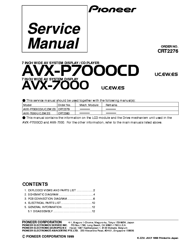PIONEER AVX-7000 AVXP7000CD 1 service manual (1st page)
