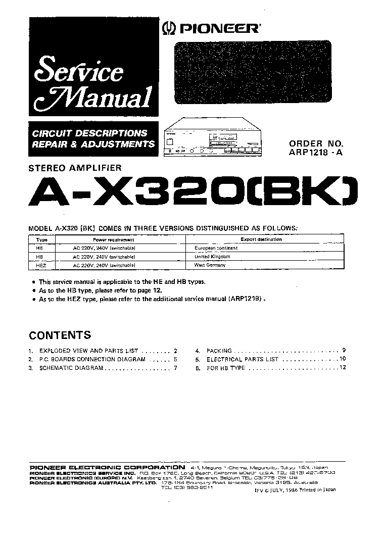 PIONEER AX320 service manual (1st page)