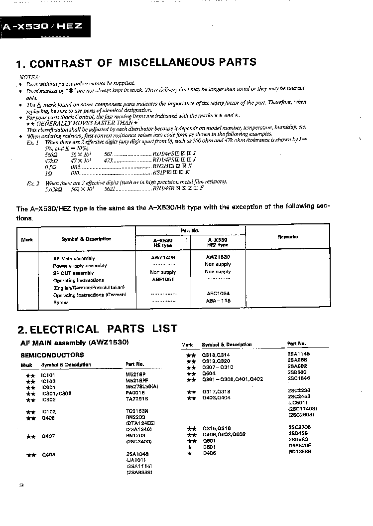 PIONEER AX530 service manual (2nd page)