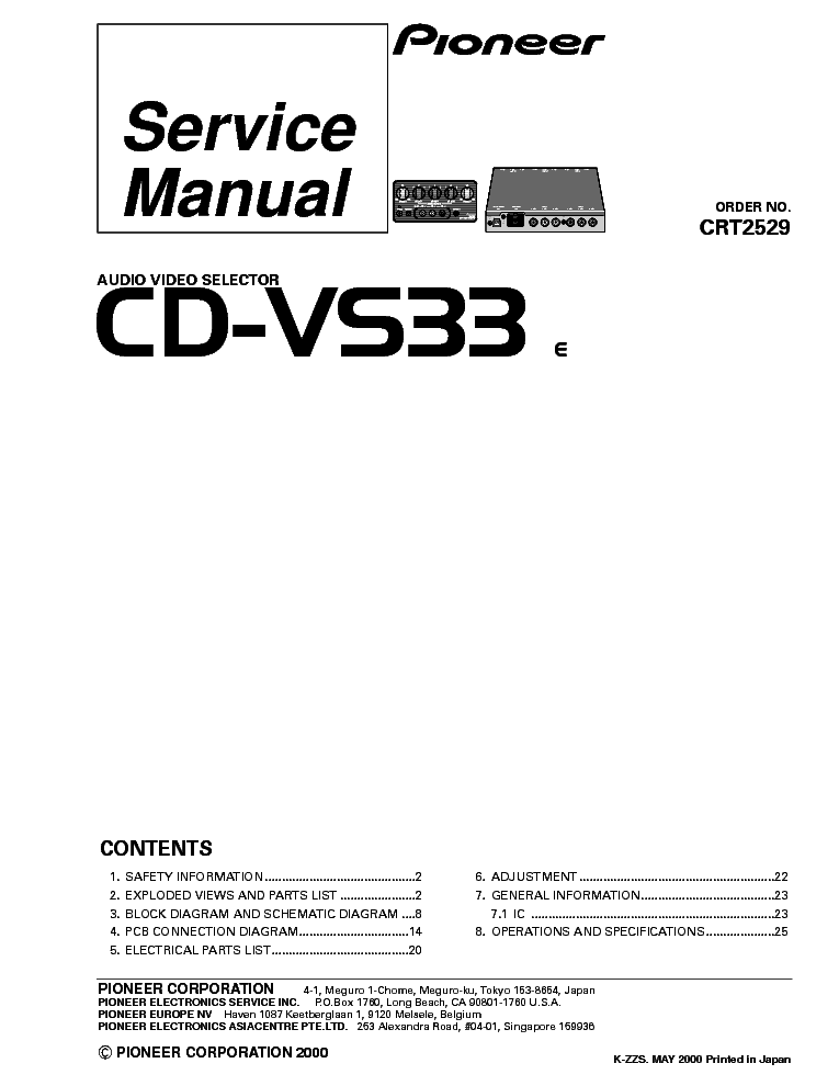 PIONEER CD-VS33 service manual (1st page)