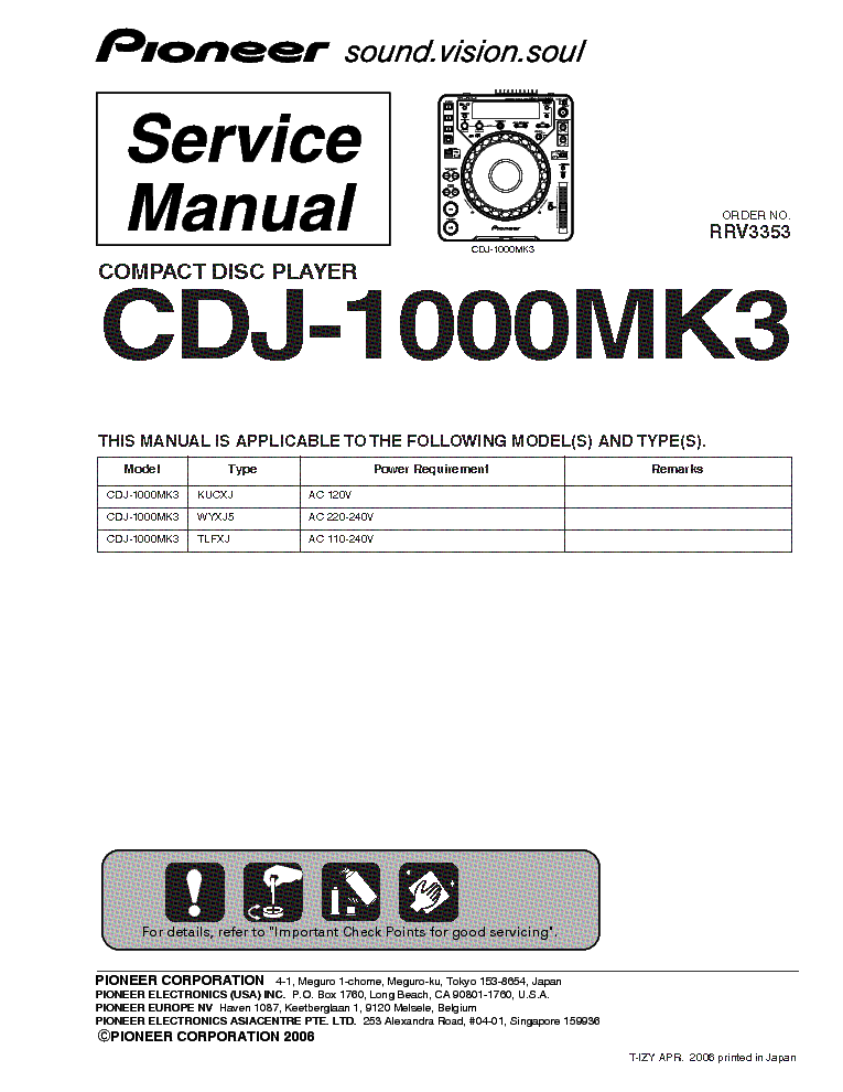 PIONEER CDJ-1000MK3 SM service manual (1st page)