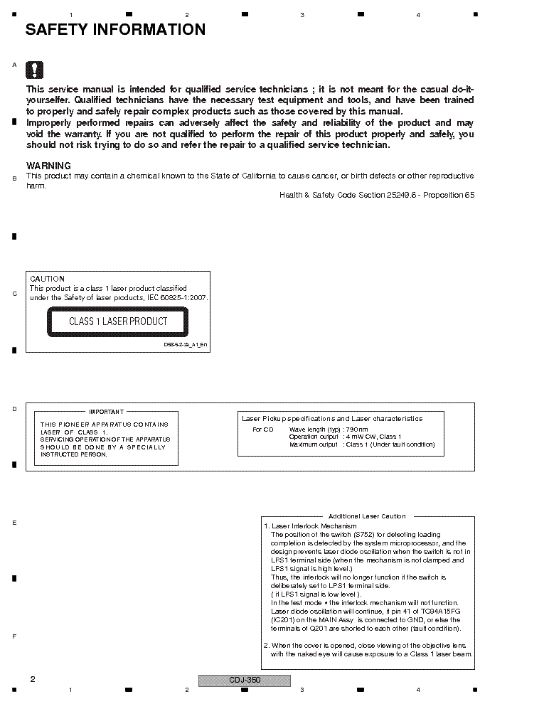 PIONEER CDJ-350 service manual (2nd page)