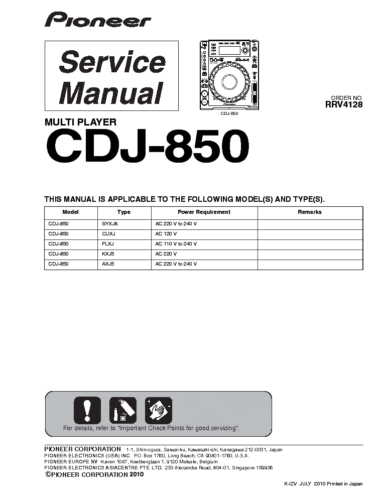 PIONEER CDJ-850 service manual (1st page)