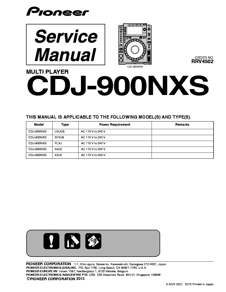 PIONEER CDJ-900NXS RRV4502 service manual (1st page)