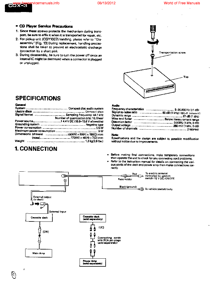PIONEER CDX-3 SM service manual (2nd page)