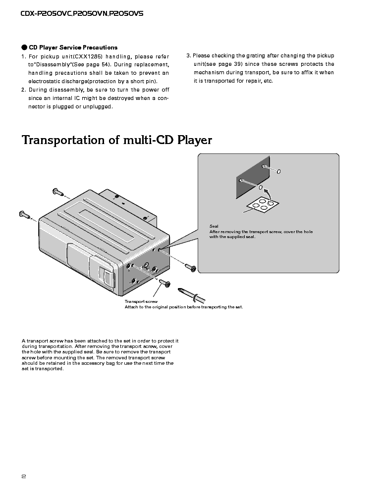 PIONEER CDX-P2050VC VN VS service manual (2nd page)