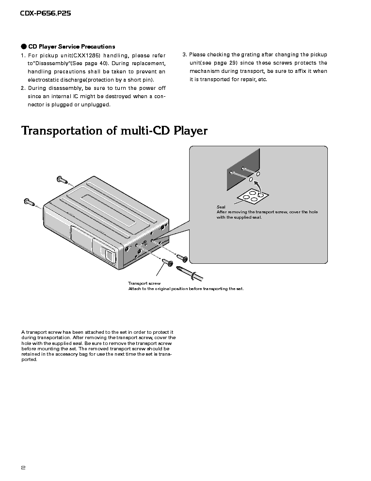 PIONEER CDX-P25 CDX-P656 service manual (2nd page)