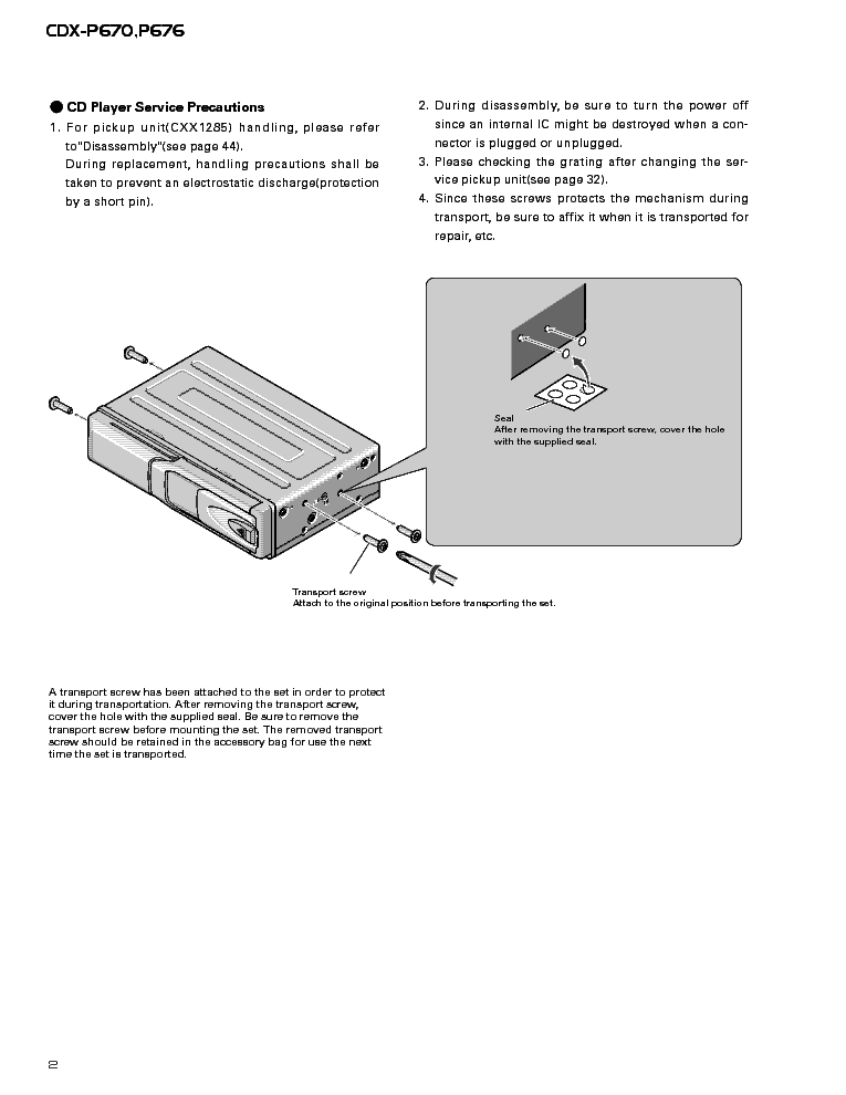 PIONEER CDX-P670 676 service manual (2nd page)