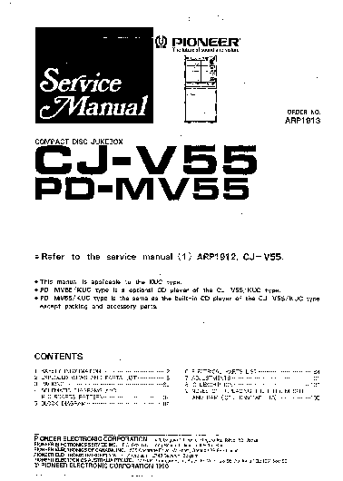 PIONEER CJ-V55 PD-MV55 service manual (1st page)
