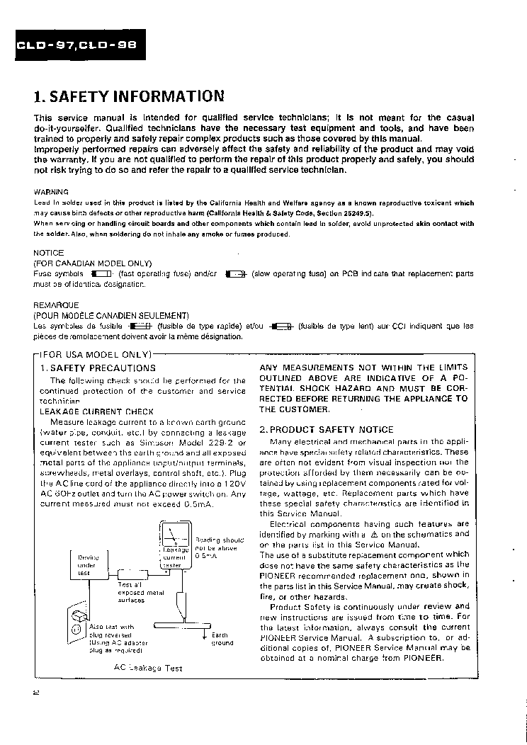 PIONEER CLD-97 CLD-98 ARP2743 SERVICE MANUAL service manual (2nd page)