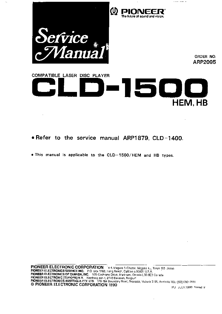 PIONEER CLD1500 service manual (1st page)
