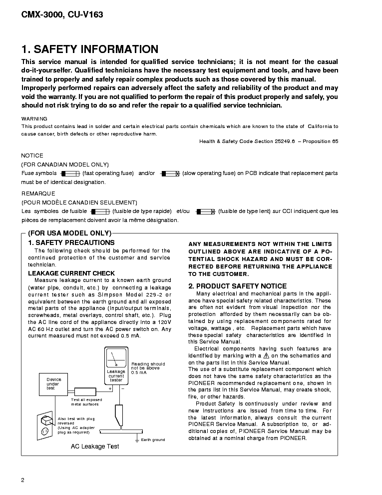 PIONEER CMX-3000,CU-V163 RRV2537 service manual (2nd page)