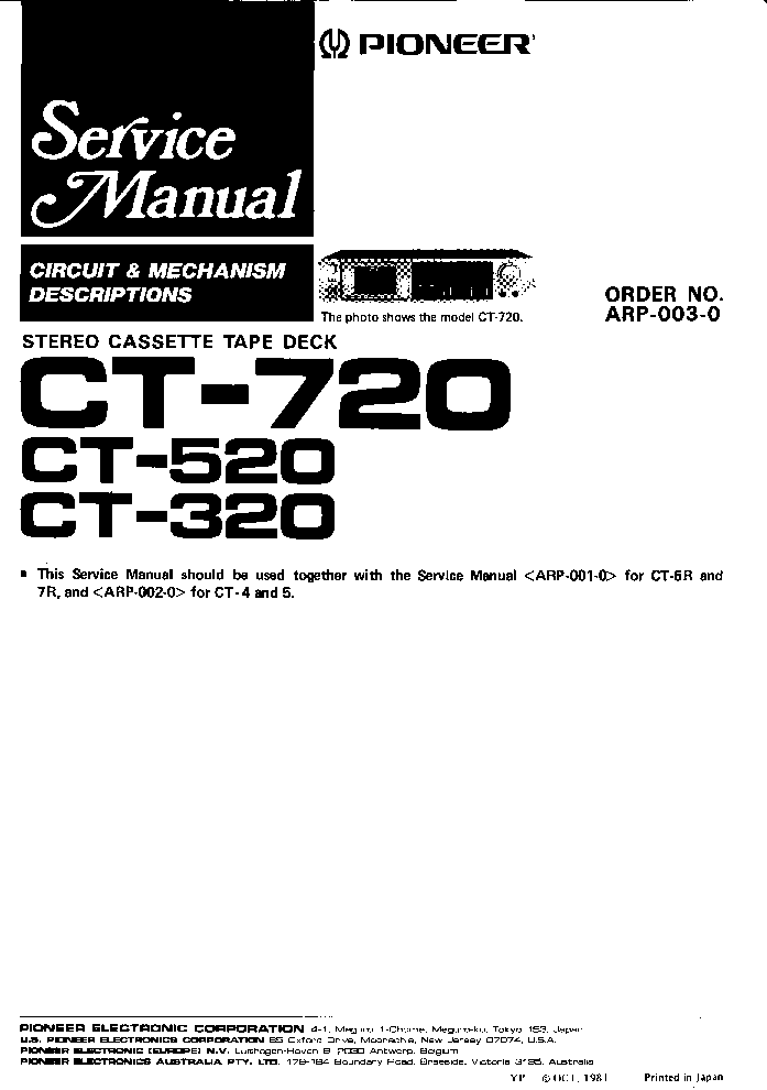 PIONEER CT-320 520 720 SCH service manual (1st page)