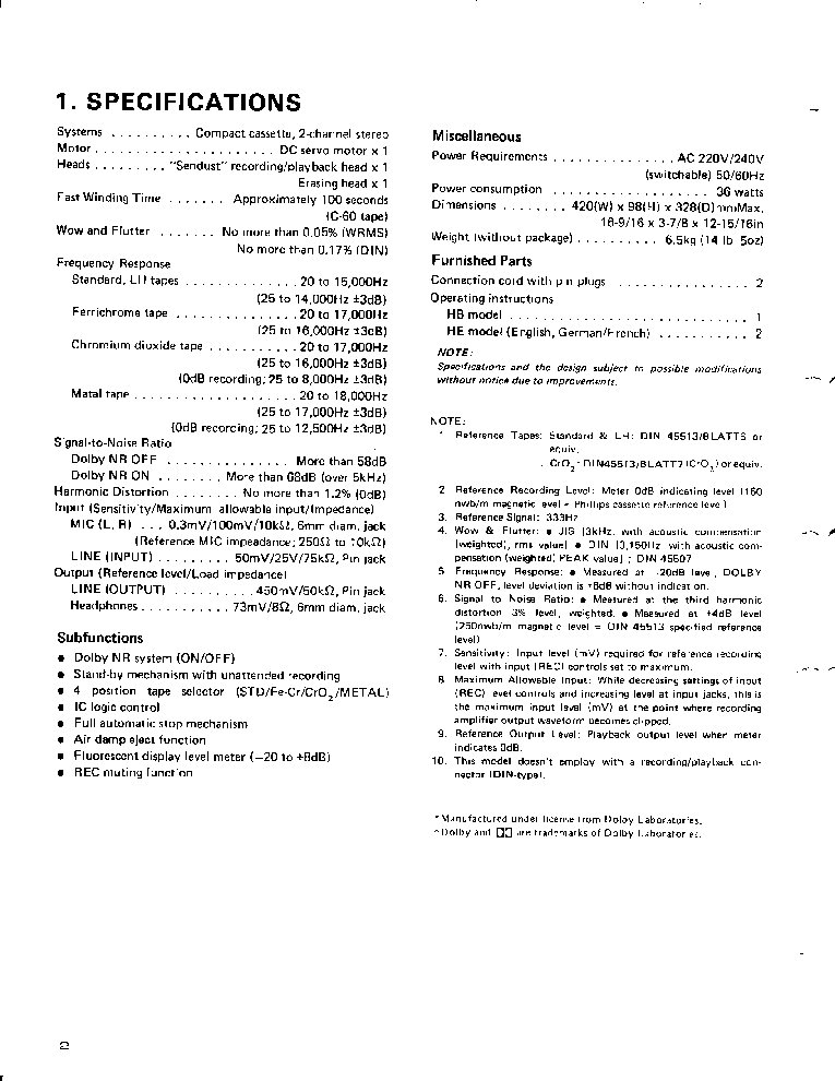 PIONEER CT-400 SM service manual (2nd page)