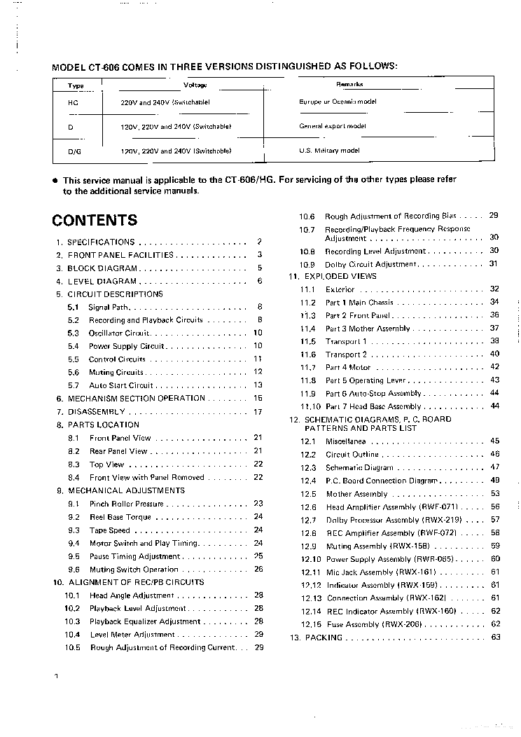 PIONEER CT-606 SM service manual (2nd page)
