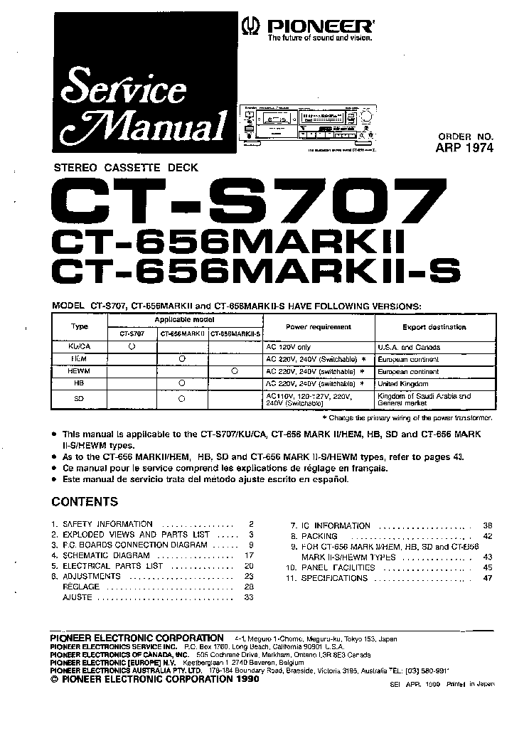 PIONEER CT-656MARK2-S S707 SM service manual (1st page)