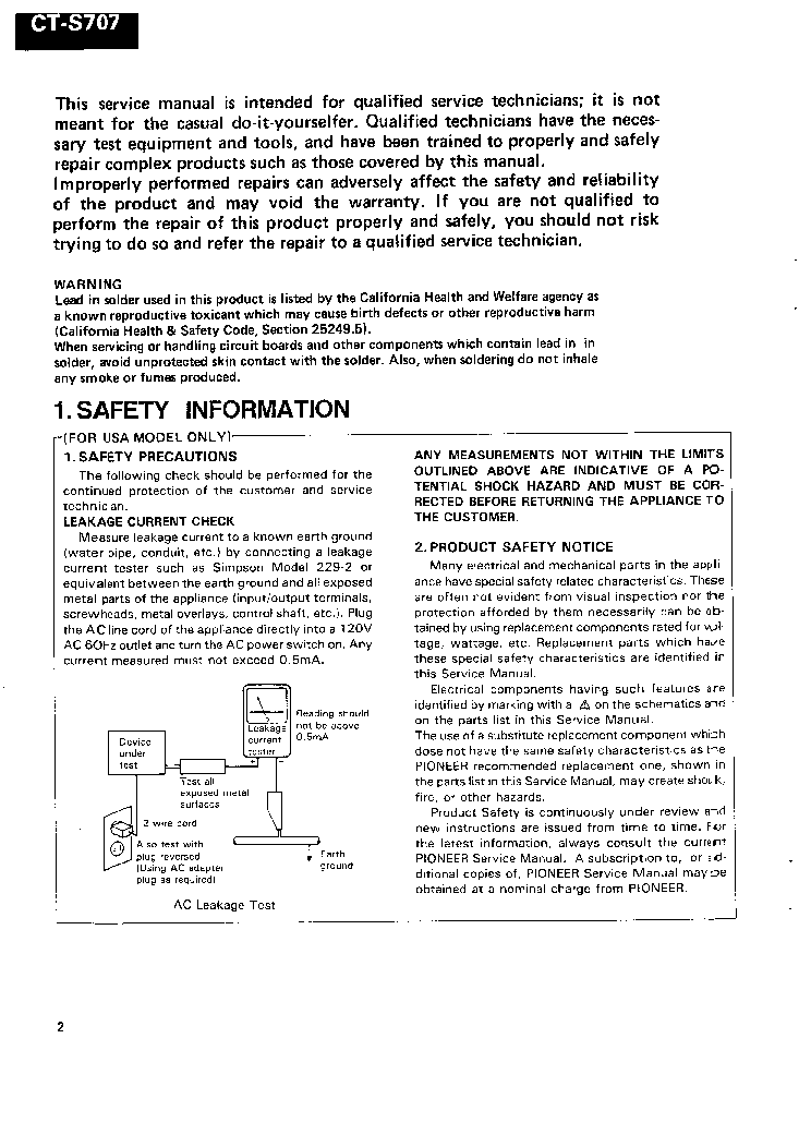 PIONEER CT-656MARK2-S S707 SM service manual (2nd page)