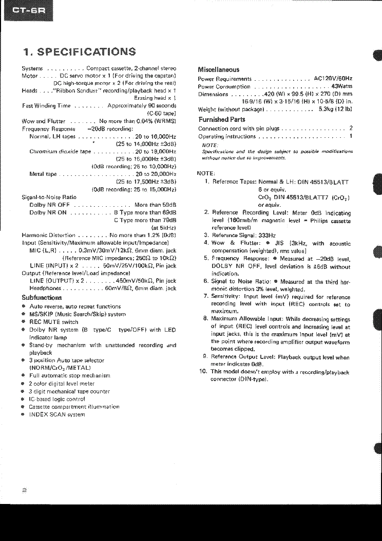 PIONEER CT-6R ART6710 SM service manual (2nd page)