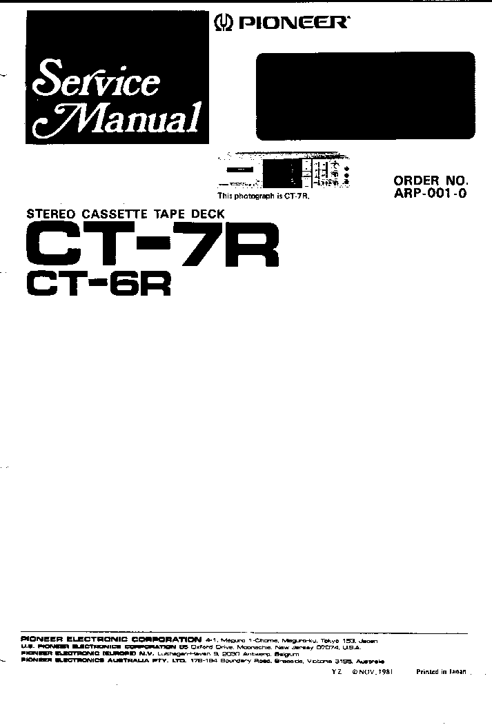 PIONEER CT-6R CT-7R MECHANISM SM service manual (1st page)