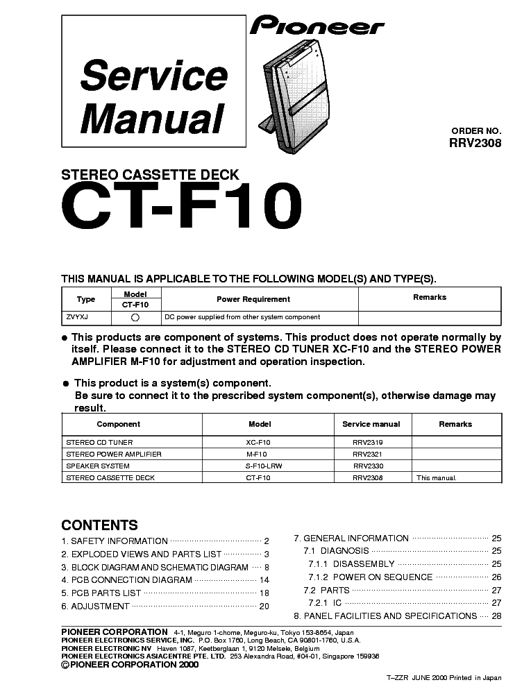 PIONEER CT-F10 SM service manual (1st page)