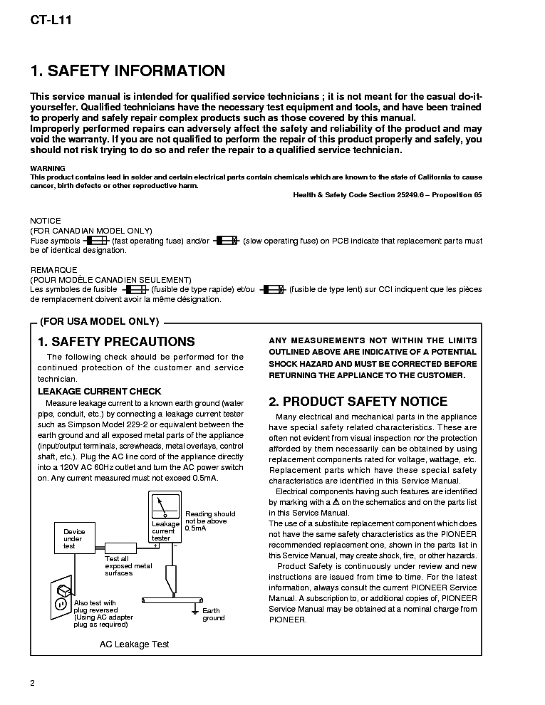 PIONEER CT-L11 SM service manual (2nd page)