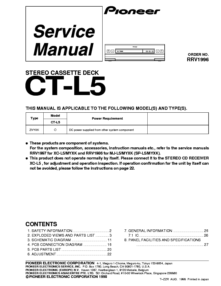 PIONEER CT-L5 SM service manual (1st page)