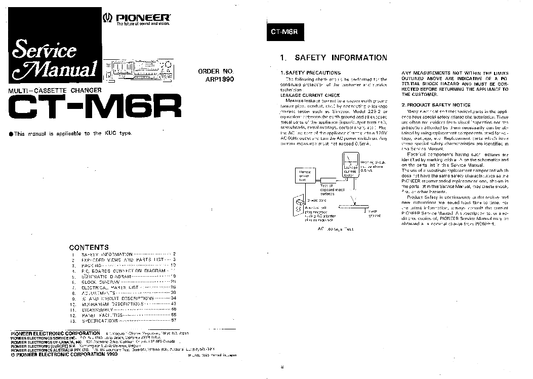 PIONEER CT-M6R 19P service manual (1st page)