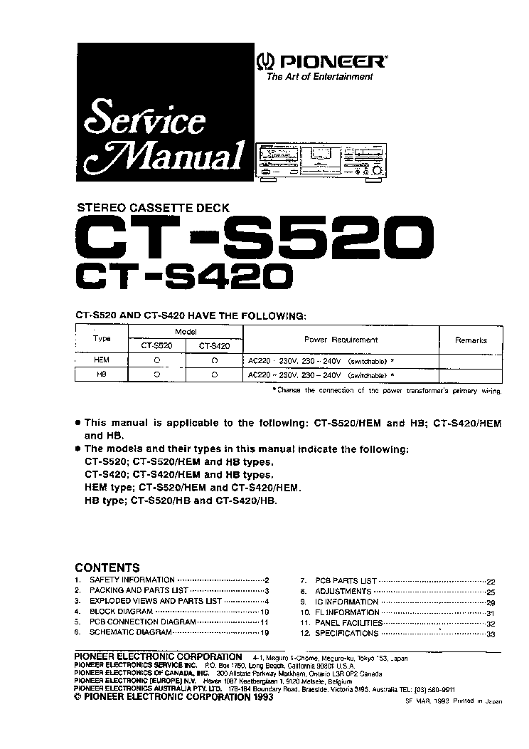 PIONEER CT-S420 CT-S520 EN SM service manual (1st page)